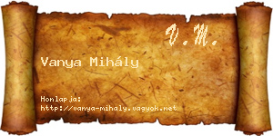 Vanya Mihály névjegykártya